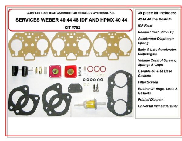 Carburetor Rebuild Kit, Weber IDF & HPMX 40/44/48 - Image 2
