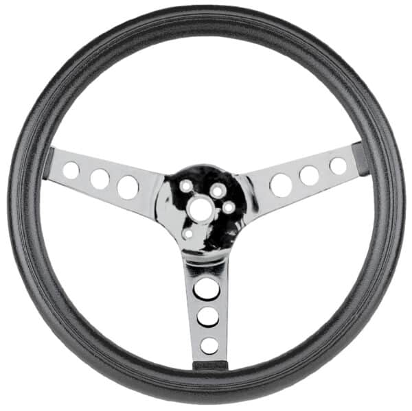 Steering Wheel, Poly Foam Chrome 3 Spoke 13-1/2" Diameter