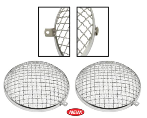 Headlight Guards, Mesh- 1967-79 Beetle - Super Beetle - 1968-79 Bus - 1956-74 Ghia -Type 3 -Thing