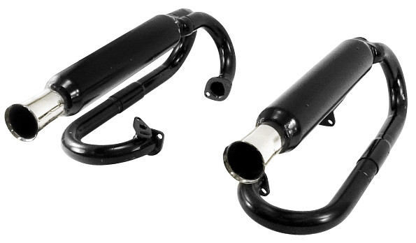 Dual Exhaust Black With Chrome Tips - W/O Heater