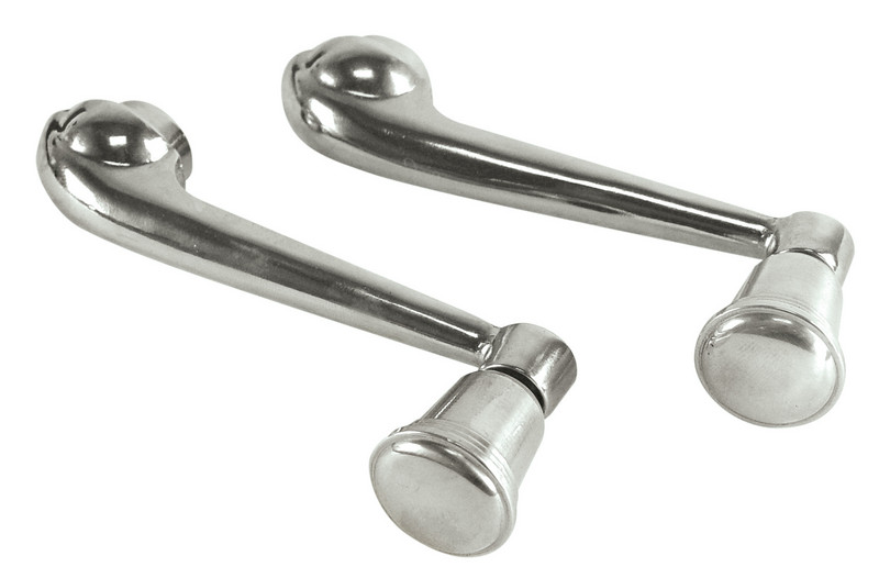 Billet Knob Window Cranks, Type 1, Thru 66, Pair (Chrome Metal A