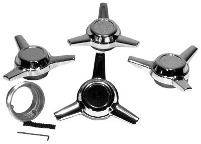 Chrome Spinners, Straight 3 Spoke, 4Pcs